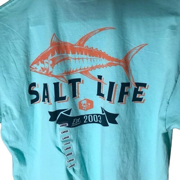 Salt Life size Large short sleeve t-shirt green preshrunk cotton New live salty - Picture 3 of 4